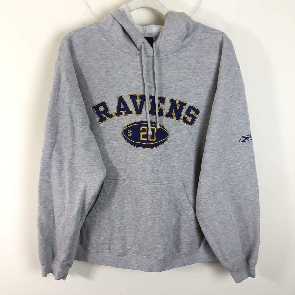 Reebok NFL Team Apparel Baltimore Ravens Pullover Hoodie Men's Sz L Gray
